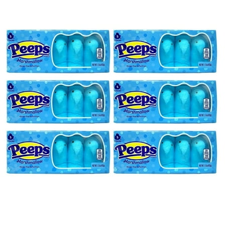 Blue Easter Marshmallow Candy Chicks 1.5 oz. Ct. Pack (Set of 6) Perfect Treats for Easter Baskets and Party Decorations Favor