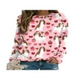 thumbnail image 2 of PENGXIANG Femmes Chemises Casual Col Rond Manches Longues Pull Tops Mode Amour Coeur Graphique Sweatshirt, 2 of 5