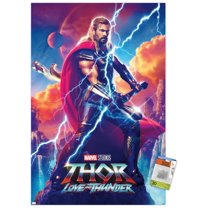 Marvel Thor: Love and Thunder - Thor Odinson One Sheet Wall Poster with Pushpins, 22.375" x 34"