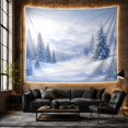 thumbnail image 6 of Misty Fir Valley Among Pale Mountain Ridges, Calming Illustration for Nature Lovers, Snowy Landscape Decor, Christmas Gift, Tapestry Wall Hanging for Bedroom and Living Room, 6 of 7