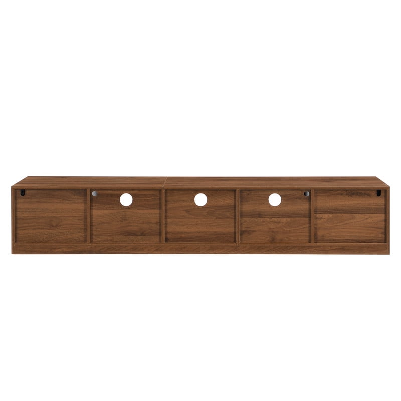 Modern TV Stand for TVs up to 80", Entertainment Center with Cable Holes, Media Console Table with Flap Glass Door & LED Light