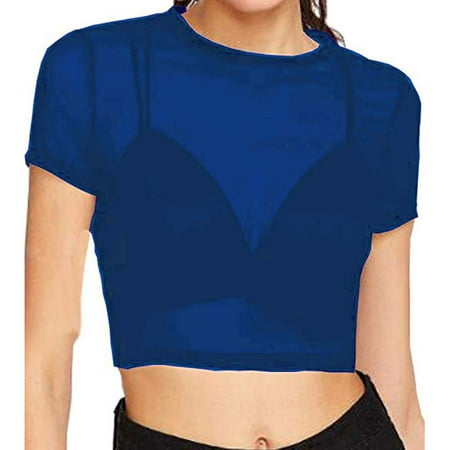 

UoCefik Bralettes for Women Mesh Sexy Cami Bras See Through T-Shirt Bra Blue S
