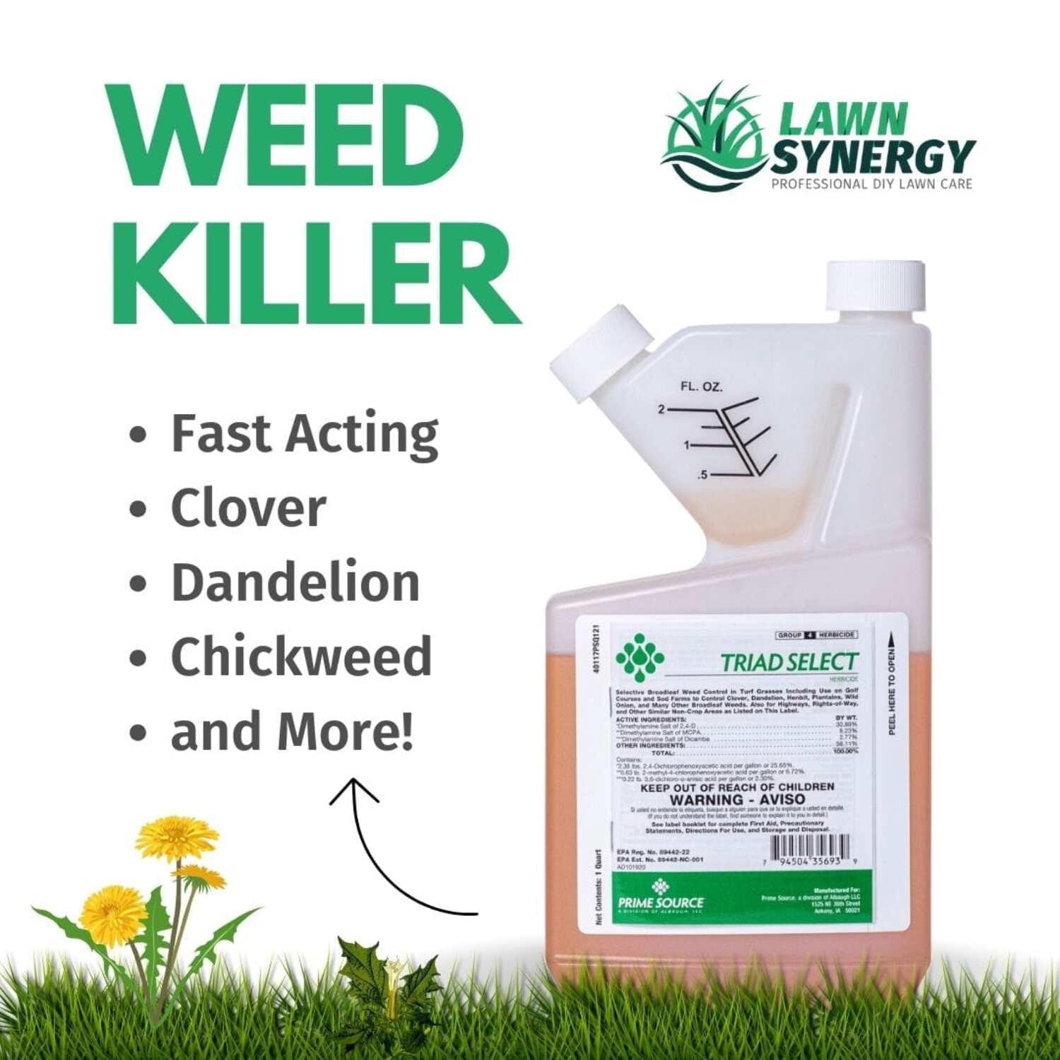 PrimeSource Triad Select Herbicide, 1 qt with Fast Action Formula