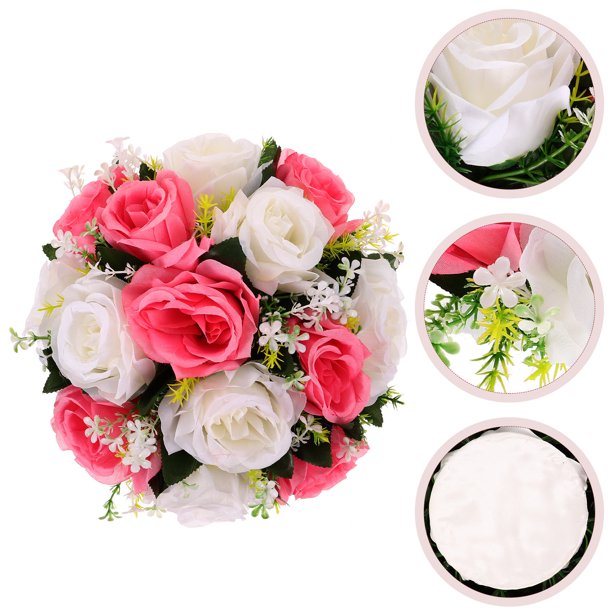 Nestingho Arreglo Floral Artificial Rosas En Bola Rosa Para Interior Y Exterior