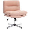 thumbnail image 1 of HOMCOM Armless Office Chair, Criss Cross Chair with Adjustable Height & Tilt Function for Home Office, Study, Pink, 1 of 7