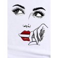 thumbnail image 4 of Camiseta con estampado artístico de labios rojos para mujer, cuello redondo, manga corta, tejido de punto de algodón con elasticidad media, para primavera/verano/otoño, ideal para practicar deporte., 4 of 6