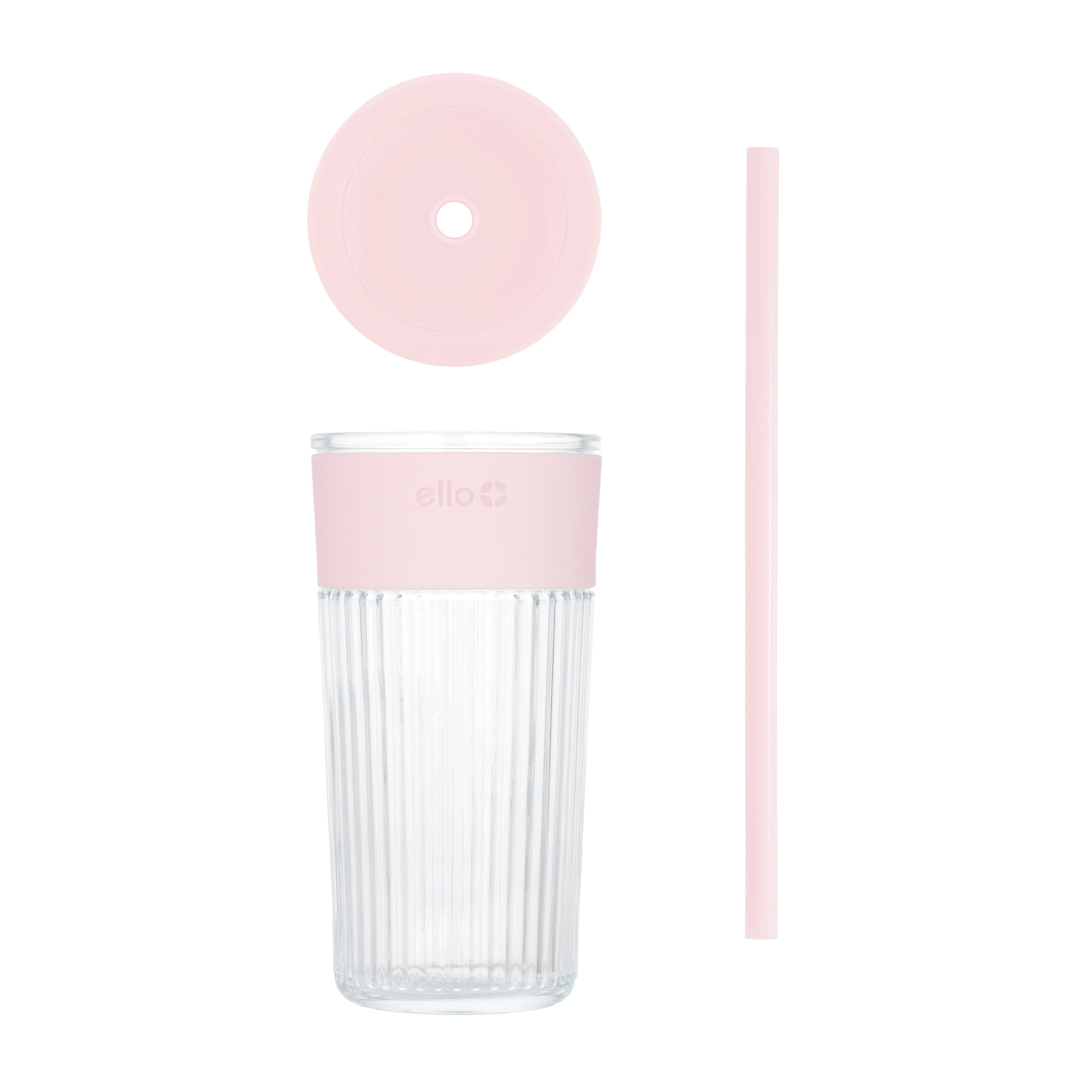 Ello Ava 18oz Glass Travel Mug, Pink