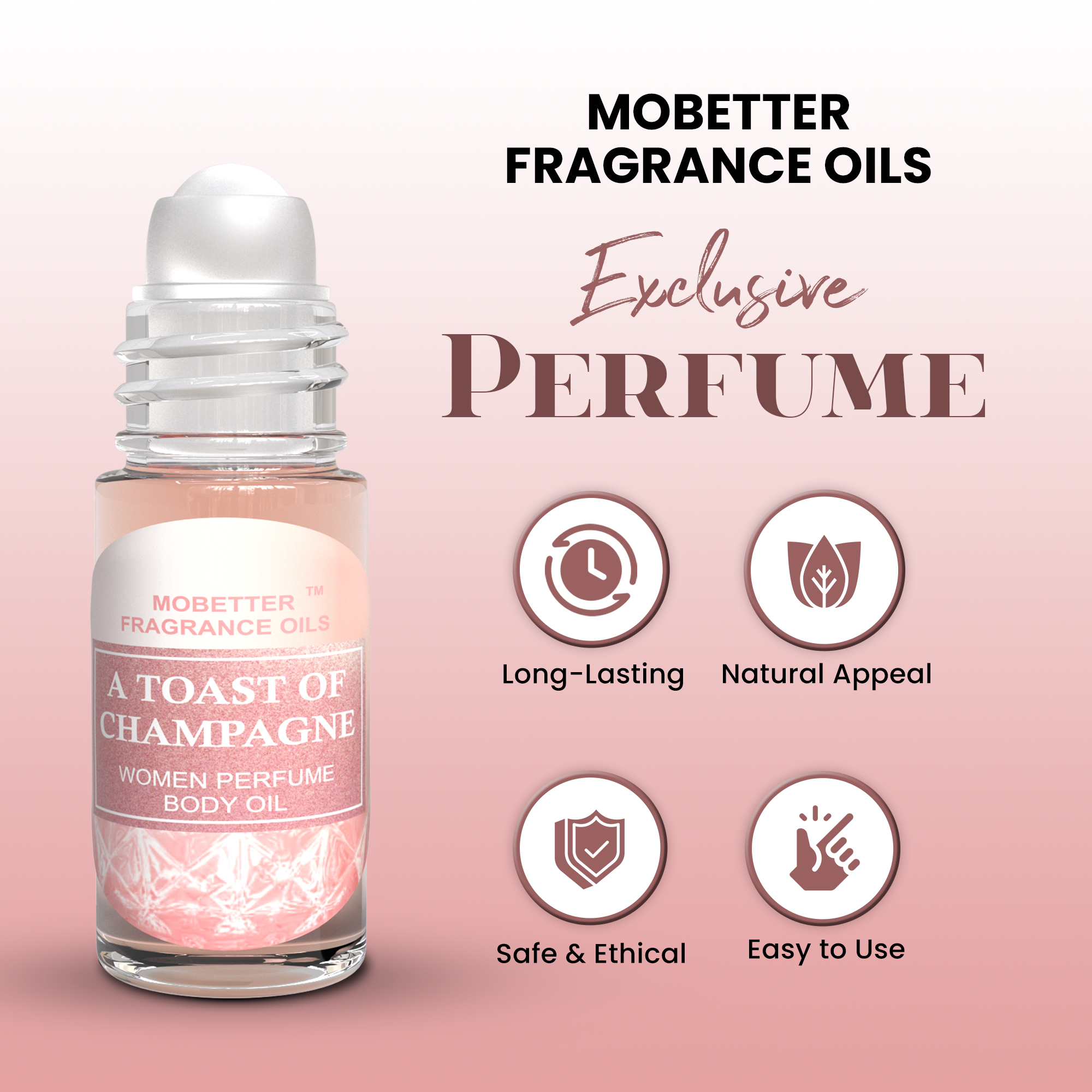 MOBETTER FRAGRANCE OILS A Toast of Champagne 1 Oz Perfume Fragrance Body Oil for Women