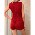 thumbnail image 5 of Women'S 2 Piece Summer Outfits Vacation Short Sets Linen Button Down Matching Vest and Shorts Red XL, 5 of 6