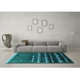 thumbnail image 3 of Ahgly Company Indoor Round Solid Turquoise Blue Modern Area Rugs, 8' Round, 3 of 4