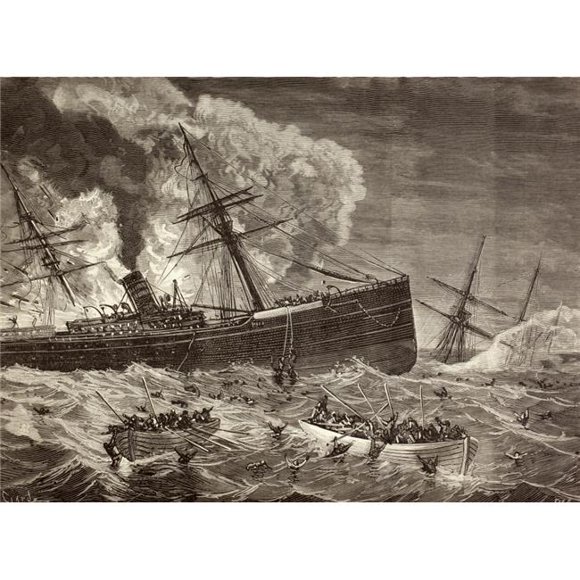 Collision & Sinking of Spanish Steamer Leon & English Steamer Harelda Off Cabo Da Roca Portugal In January 1881 Fr 3 Poster Print, 34 x 24
