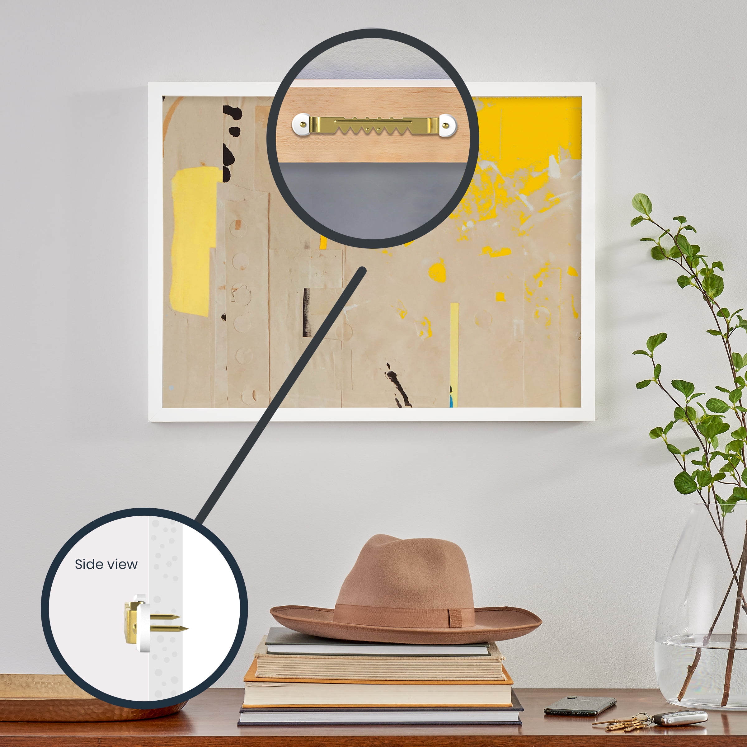 (3 pack) Ook Sawtooth Picture Hangers, Large Mirror Hangers, Steel, Brass, Gold, 2 pack