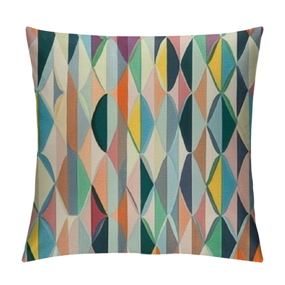 Patifu   Abstract Throw Pillow Cushion Cover Set   Grunge Style Modern Brushstroke Painting Inspired Illustration, Decorative Accent Double-Sided Printing,   Orange Yellow and Grey Teal 12x12in