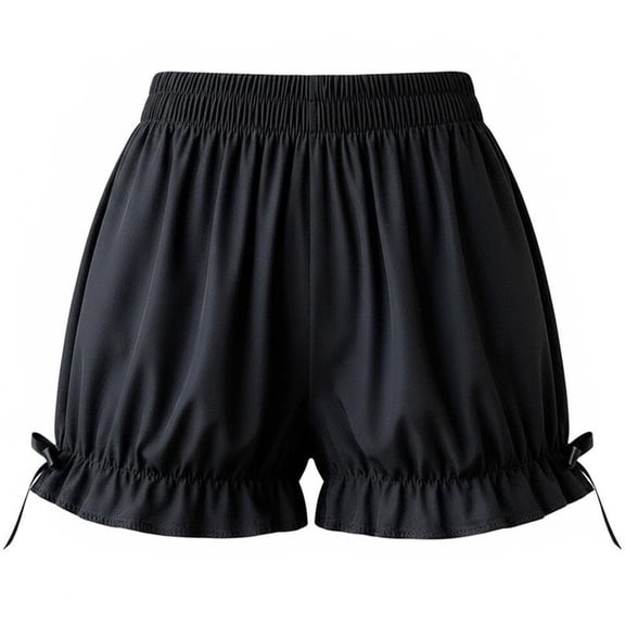 Vjnyvs Women's Black Ruffle Bloomer Shorts, Elastic Waist Pumpkin Pants for Skirt Layering