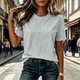 thumbnail image 3 of cocolona Summer Striped Button Pullover Tops for Women Short Sleeve Crew Neck Shirts Loose Casual Blouses, 3 of 7