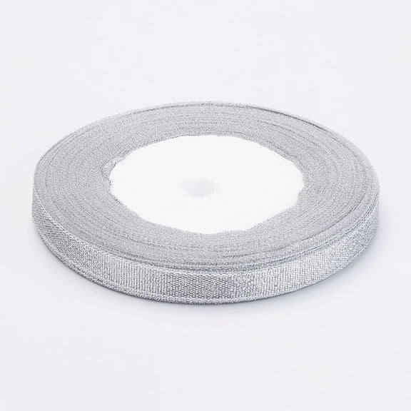 1 Group 250 Yards Glitter Metallic Ribbon Sparkle Ribbon Silver Color DIY Material for Crafts Flower Bouquets Wedding Shower Home DIY Decor Size: 3/8 inch(10mm) Wide