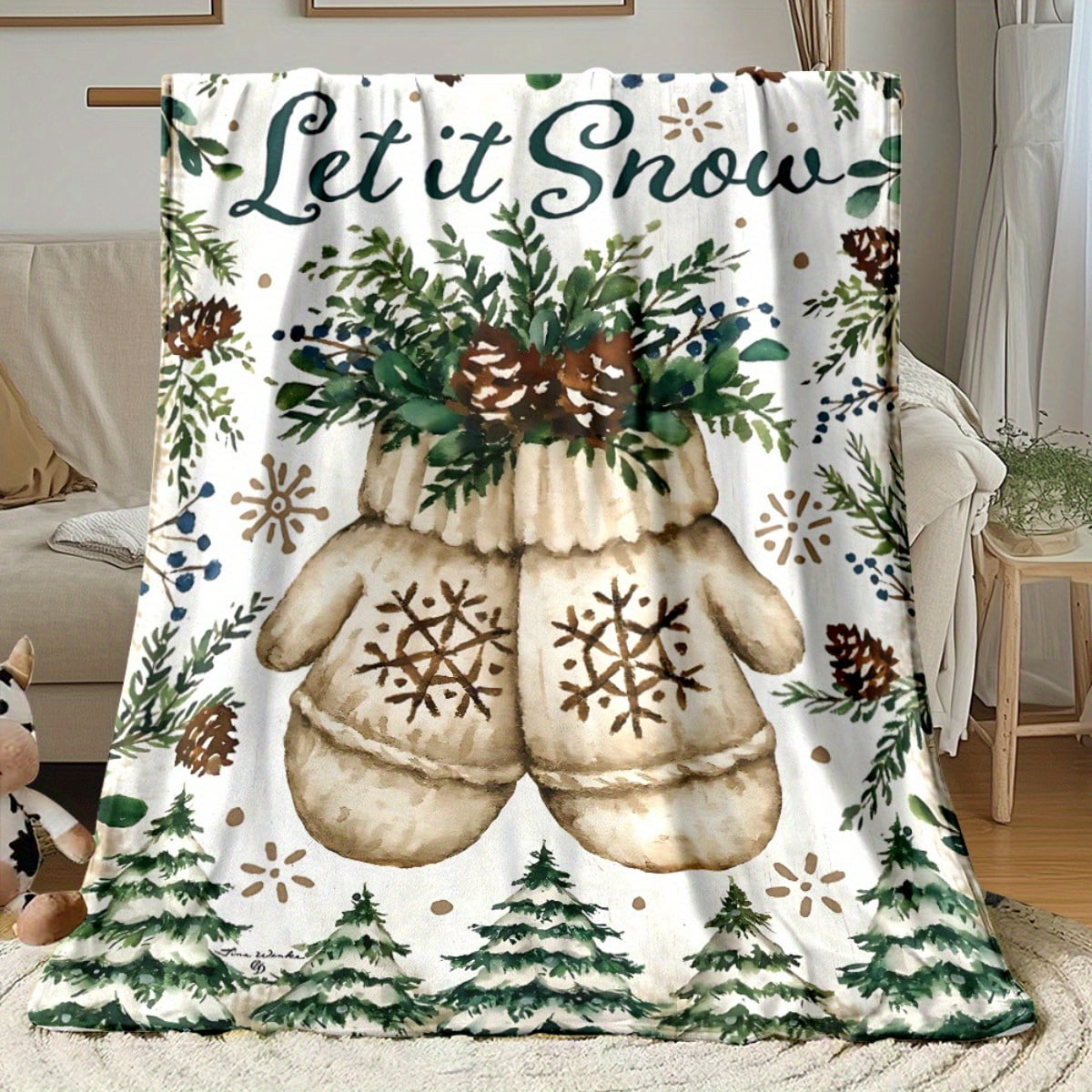 1pc christmas theme Used for Sofa, Bedroom, Living Room, Bed, Couch, Chair Soft and Warm Blanket Lightweight Flannel, Adult Gifts for Family or Friends, Camp, Travel Flannel Fabric Printing Blankets