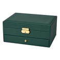 thumbnail image 1 of Joyero de doble capa, con cajón, espejo, divisores extraíbles, soporte de exhibición de cuero PU para pendientes, relojes, joyería, regalo, 4 ganchos para colgar Verde Sunnimix Caja de almacenamiento de joyas, 1 of 7