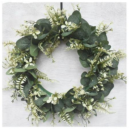 

FASLMH Leaf Grass Wreath Wedding Party Decor Fake Plants Persian Grass Door Hanging Pendant Artificial Eucalyptus Garland Simulation Leaf Garland Decor Money(Diameter about 16.5 )