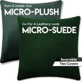 thumbnail image 3 of 26" x 26" Cover Only Throw Pillowcase Reversible - Ramona Green: 2 PCS / 4 Sided. Luxurious, Microsuede/Microplush Fabric - Softest /High Thread Count - Washable - Beautiful & Supportive, Soft & Comfy, 3 of 9