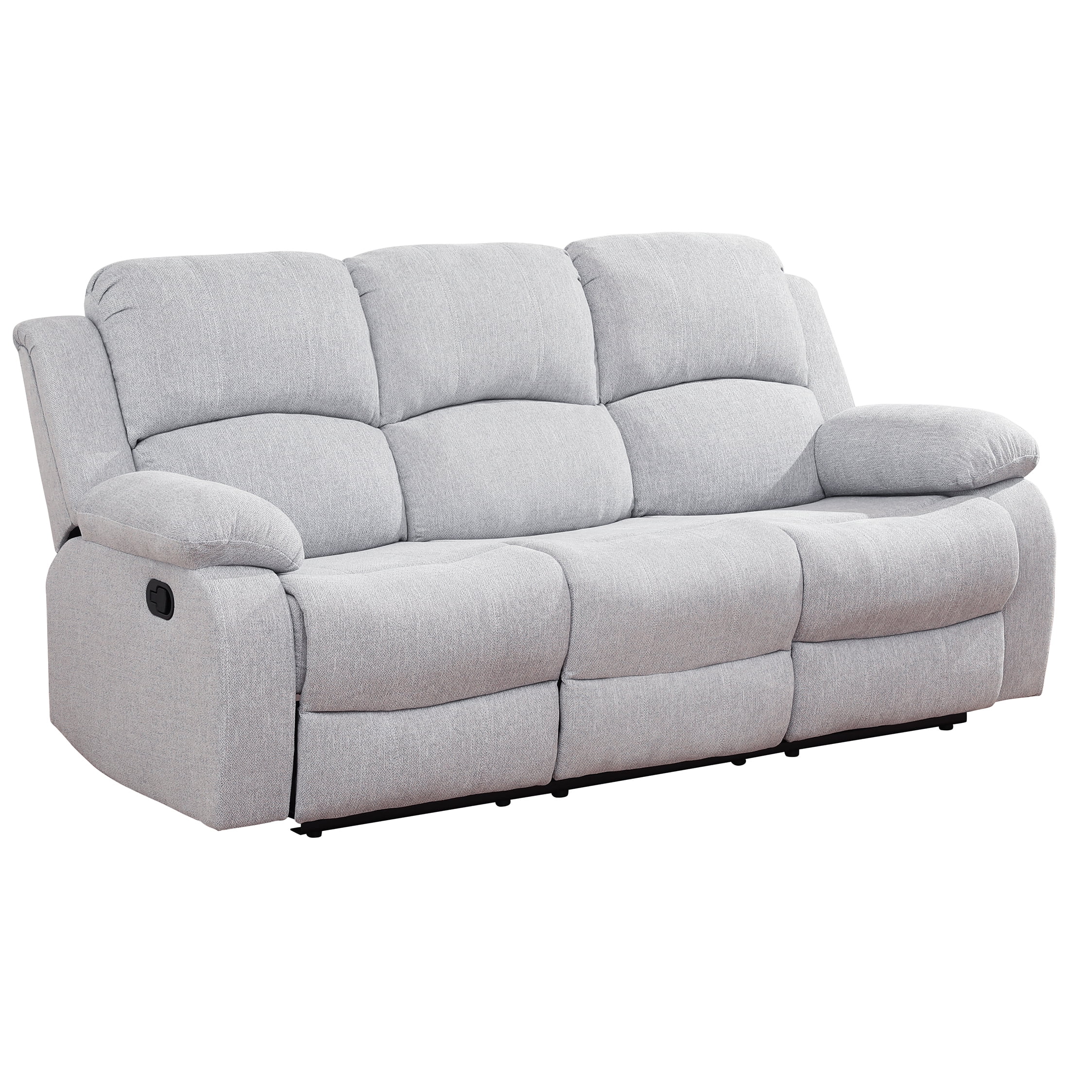 AUKFA 3 Seats Recliner Sofa Chair, Home Theater Sofa with Flipped Backrest and Cupholder, Gray