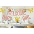 thumbnail image 6 of Welcome Baby Girl Banner, Butterfly Themed Baby Shower Party Decorations, It's a Girl Sign, Sweet Baby Girl Gender Reveal Party Supplies Rose Gold & Gold Glitter, 6 of 7
