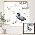thumbnail image 4 of Designart 'Little Penguin Flying Planets and Stars II' Farmhouse Framed Canvas Wall Art Print, 4 of 5
