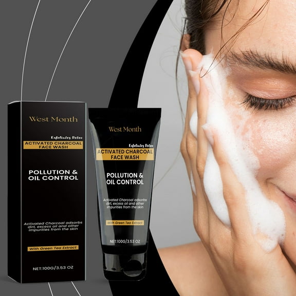 SDJMa Activated Charcoal Face Wash For Acne Oil Controlunclog Poresdeep Cleansing blackheads Removal, Effectively Absorbs Pore Dirt And Balances Oil, All Skin Types, 100g