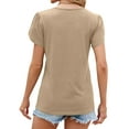 thumbnail image 2 of Hanerdun Women Shirt Tops Female Short Sleeve Casual Blouses Tees Beige L, 2 of 5