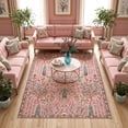 thumbnail image 5 of Washable Oriental Rug, 8x10 Dusty pink Boho Botanical Floral Vintage Carpet, Soft Large Indoor Rug for Girls Bedroom, Living Room, Nursery, Playroom, 5 of 10