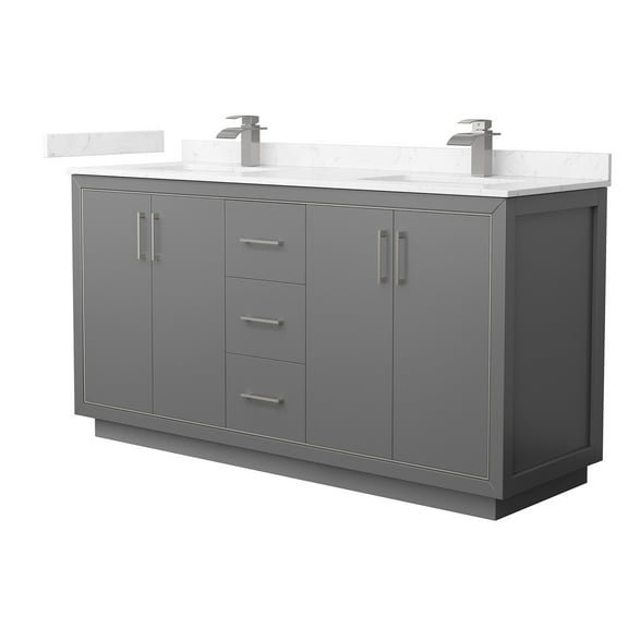 Wyndham Collection WCF111166DKGC2UNSMXX Icon 66" Free Standing Double Basin Vanity Set -
