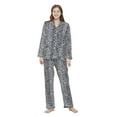 thumbnail image 4 of Amaxer Women's 100% Cotton Cozy Flannel Pajama Set - Long Sleeve Button-Up Top with Elastic Waist Pants, Warm & Soft Sleepwear, Leopard Print, XXL, 4 of 6