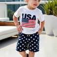 thumbnail image 4 of YABCSAZ Boys Summer Outfit Sets Short Sleeve T-Shirts Tops and Wide Leg Bermuda Shorts Kids Sets Cute Graphic Summer Clothes Loose Beach Outfit Sets Casual Baby 2Piece Playwear Sets Size 4 Years, 4 of 5