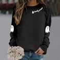 thumbnail image 2 of SRZYMJ Spooky Season Sweatshirt for Women Halloween Sweatshirt Ghost Fall Long Sleeve Embroidered Pullover Tops, 2 of 4
