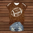 thumbnail image 4 of Game Day T-Shirts Women Sequin Football Love Heart Printed Short Sleeve Crewneck Tops 2025 Trendy Casual Classic Fit Tees Z003-Coffee XL, 4 of 5