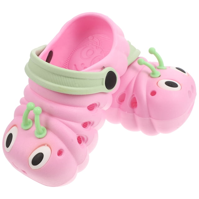 1 par de sandalias de playa antideslizantes con diseño de oruga, con dibujos animados, para niños y niñas (rosa, talla 26, largo 15,5 cm)