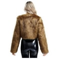 thumbnail image 4 of Yartina Womens Faux Fur Coat Shaggy Cropped Jacket Tops Long Sleeve Open Front Cardigan Warm Outwear Brown XXL, 4 of 7