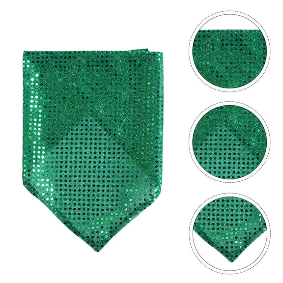 CTIRCHIU 2Pcs Green Dog Bandanas Polyester Material Shiny Sequin Design Festival Wear