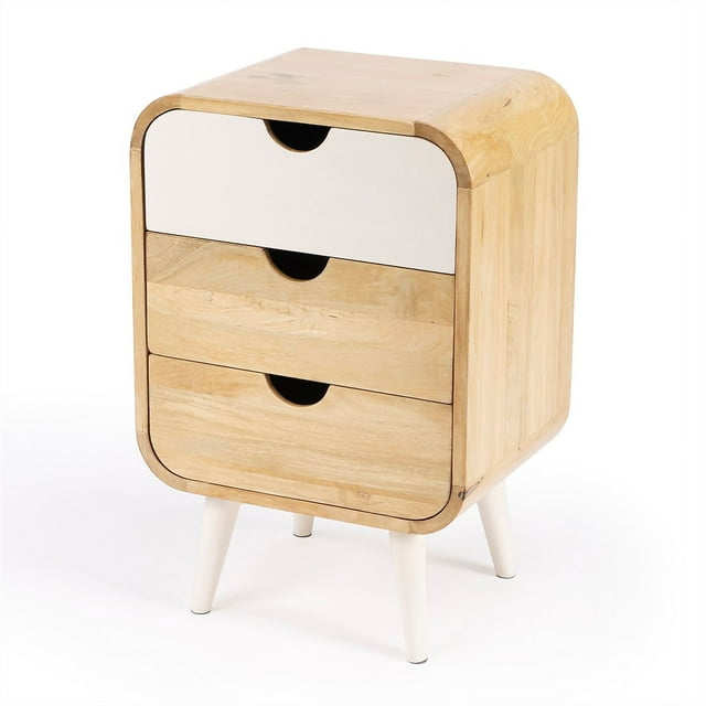 Butler Specialty Danville Beige Mango Wood Modern End Table with Storage