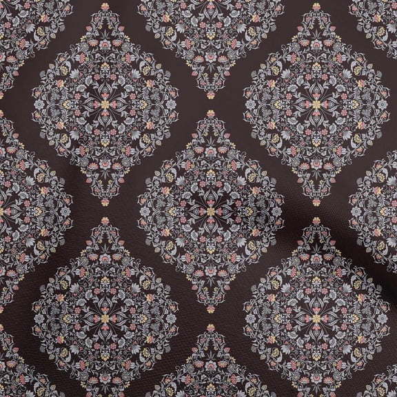 oneOone Viscose Jersey Pebble Gray Fabric Asian Paisley Floral Dress Material Fabric Print Fabric By The Yard 60 Inch Wide