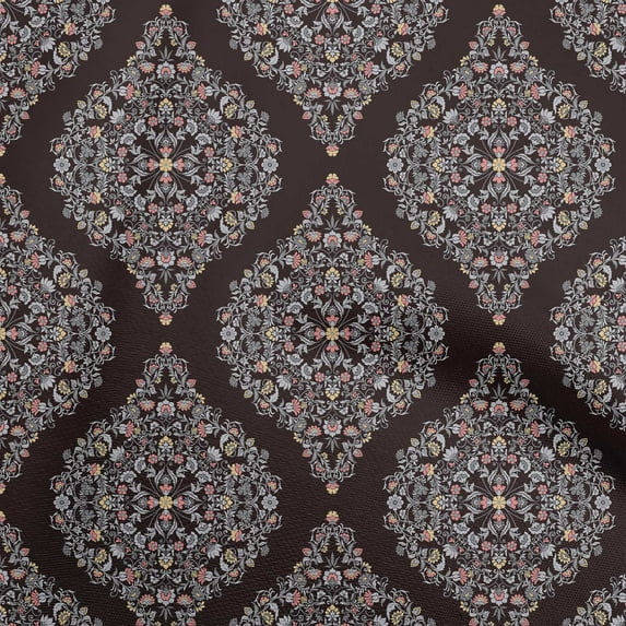 oneOone Viscose Chiffon Pebble Gray Fabric Asian Paisley Floral Craft Projects Decor Fabric Printed By The Yard 42 Inch Wide