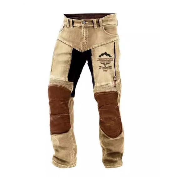 Mens Cargo Pants Stretch Vintage Cotton Cargo Pants Zipper Pockets Motorcycle Outdoor Casual Fit Spring Fall Trousers Khaki XL