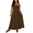 thumbnail image 2 of Loopsun Plus Size Women Dresses Round Neck Sleeveless Solid Maxi Sundress, 2 of 5