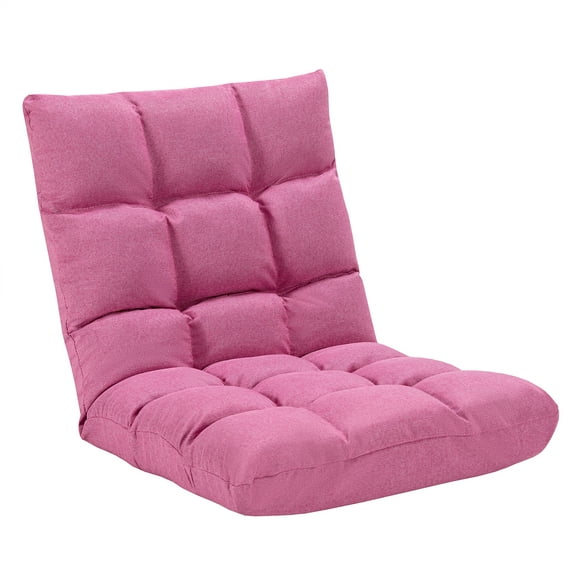 Costway Adjustable 14-Position Floor Chair Folding Lazy Sofa Lounge Chair Pink
