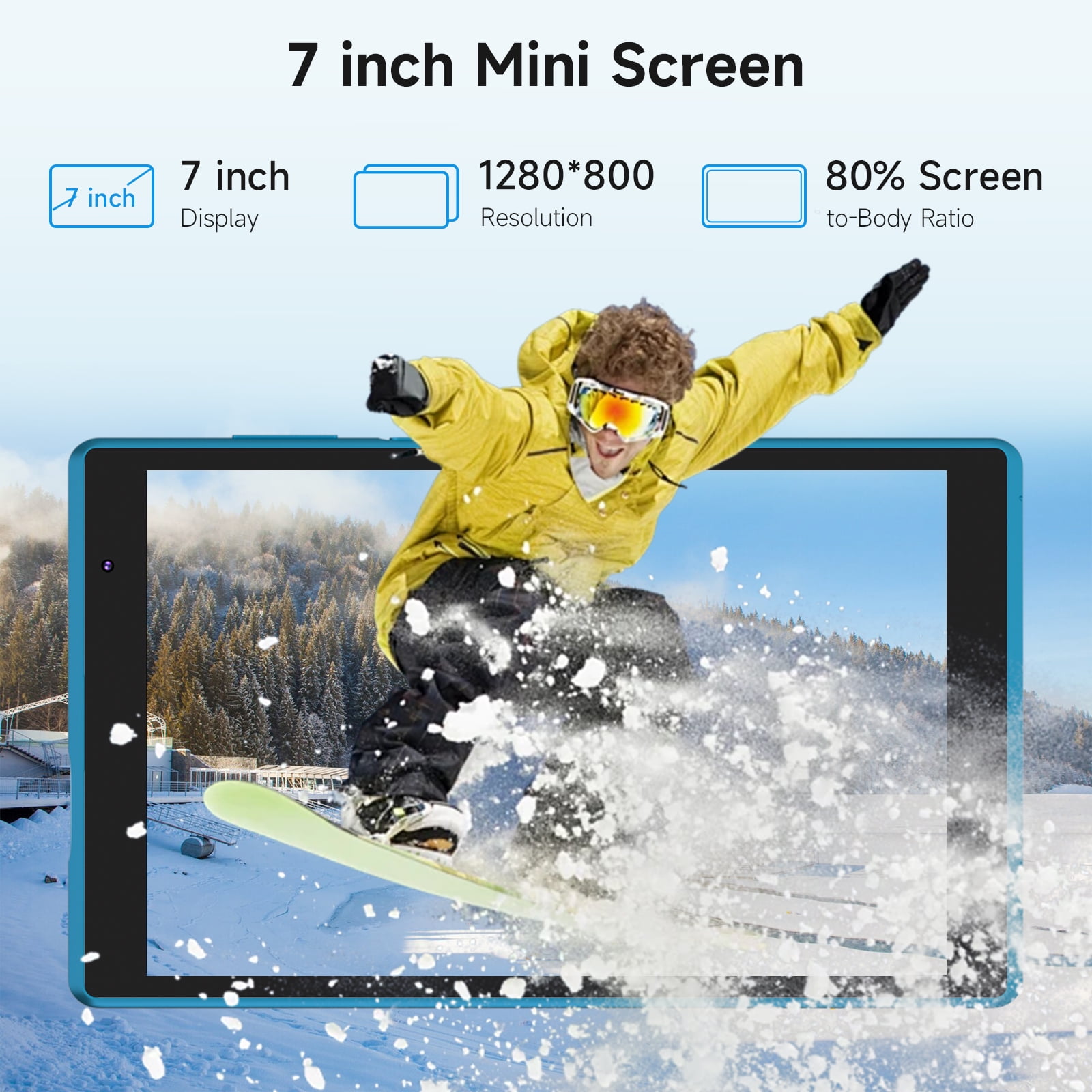 Tablet 7 inch Android 12.0 Tablet, 4GB+32GB ROM （1TB Expand）, Quad-Core, WiFi, GMS, Dual Camera, Educational, Games Green