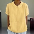 thumbnail image 2 of DondPO Womens tops Women's Summer Solid Color Cotton and Linen top Shirts for Women Linen Shirts for Women Yellow L, 2 of 9