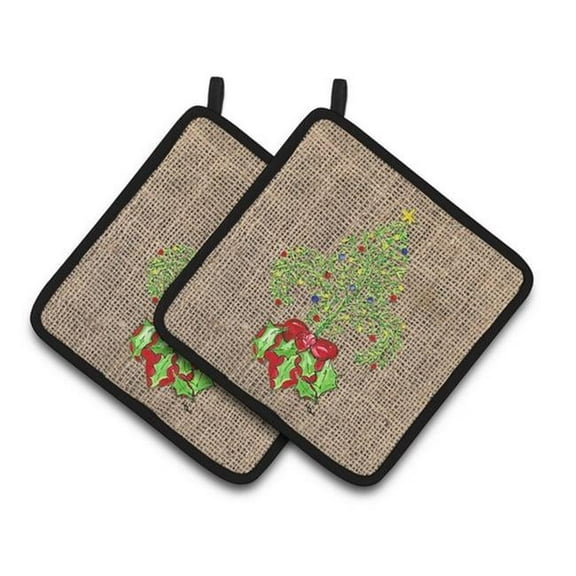 Christmas Tree Fleur De Lis Pair of Pot Holders, 7.5 x 3 x 7.5 in.