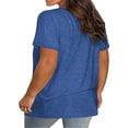 thumbnail image 3 of Short Sleeve Plus Size Solid Color V Neck Cross Shirt Tops, 3 of 3