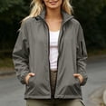 thumbnail image 4 of Zpanxa Winter Jackets for Women Waterproof Zip Up Rain Jacket Long Sleeve Windbreaker Solid Color with Pockets Lightweight Outdoor Casual, 4 of 8