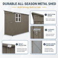 thumbnail image 5 of 4x9ft Outdoor Storage Shed, Waterproof Garden Tool Shed, Space-saving Lean-to Shed Wall Side Design, Sloping Roof, Reinforced Frame, with Window and 6 Air Vents, Lockable Patio Shed for Backyard, 5 of 9